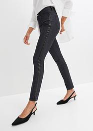 Stretch-Jeans mit Lederimitateinsatz, BODYFLIRT