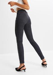 Stretch-Jeans mit Lederimitateinsatz, BODYFLIRT