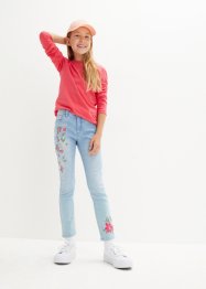 Mädchen Skinny-Jeans mit Blumenstickerei, John Baner JEANSWEAR