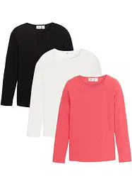 Lot de 3 T-shirts manches longues fille, bonprix