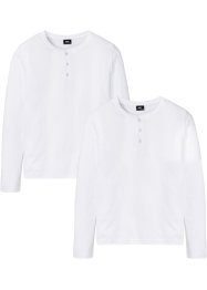 Lot de 2 T-shirts col Henley manches longues, bpc bonprix collection