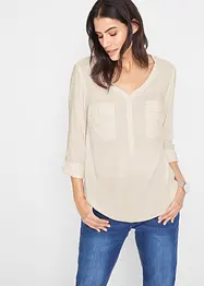 Bluse mit V-Ausschnitt, Langarm, bonprix