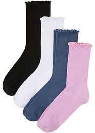 Rippsocken (4er Pack) mit Rüschenkante mit Bio-Baumwolle, bpc bonprix collection