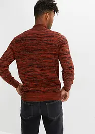 melierter Troyer Pullover mit Komfortschnitt und Baumwolle, bonprix