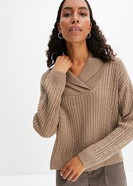Pull avec décolleté en V et fentes latérales, bpc bonprix collection