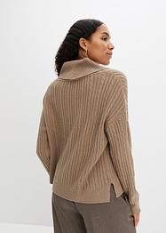 Pull avec décolleté en V et fentes latérales, bpc bonprix collection