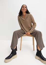 Pull avec décolleté en V et fentes latérales, bpc bonprix collection