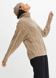 Rollkragen-Pullover mit Zopfmuster, bonprix