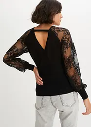 Feinstrickpullover mit Spitze, bonprix