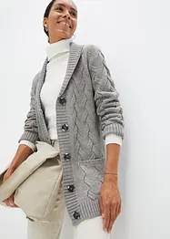 Strickjacke mit Schalkragen und Zopfmuster, bonprix