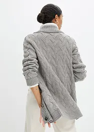 Gilet en maille à col châle et motif torsadé, bonprix