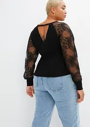 Feinstrickpullover mit Spitze, bonprix