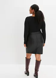 Lederimitat-Kleid mit Jersey-Oberteil, bonprix