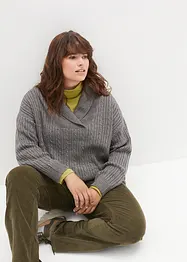 Pullover mit V-Ausschnitt und Seitenschlitzen, bonprix