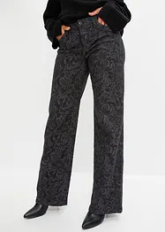 Wide-Leg-Jeans, Mid Waist  mit Glanzmuster, bonprix