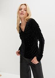 Samt- Langarmshirt mit Nieten, RAINBOW