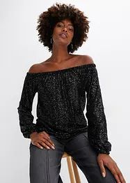 Carmenshirt, Oversized mit Pailletten, BODYFLIRT boutique