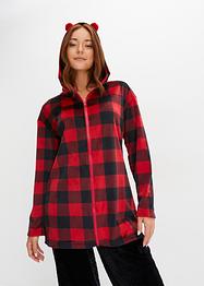 Fleece Morgenjacke  mit Kapuze und Reißverschluss, bpc bonprix collection