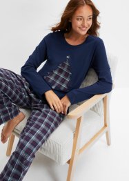 Pyjama mit Applikation und gewebter Flanellhose, bpc bonprix collection