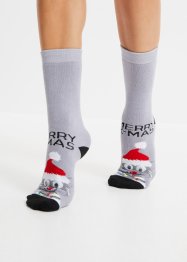 Thermo Socken (2er Pack) mit Bommeln und Augenapplikation mit Geschenkkarte, bpc bonprix collection