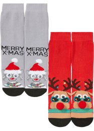 Thermo Socken (2er Pack) mit Bommeln und Augenapplikation mit Geschenkkarte, bpc bonprix collection