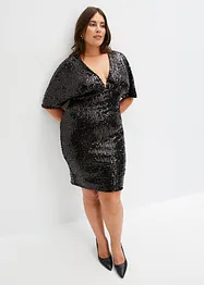 Paillettenkleid mit tiefem Ausschnitt, bonprix