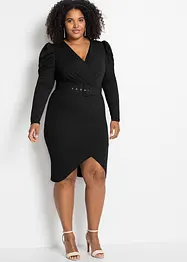 Robe midi en crêpe texturé avec ceinture, bonprix