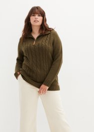 Troyer Pullover mit Zopfmuster, bpc bonprix collection