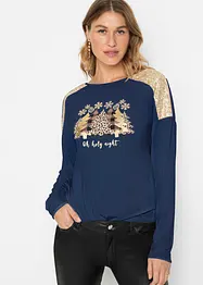 Oversize-Shirt mit Weihnachtsmotiv und schönen Pailletten, BODYFLIRT boutique