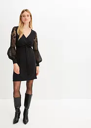 Jerseykleid mit Spitzenärmeln, bonprix