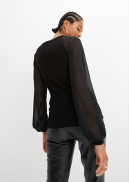 Pullover mit Strass und Chiffon-Ärmeln, BODYFLIRT boutique
