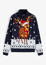 Pull de Noël en maille fine à col roulé, bonprix