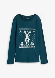 T-shirt manches longues coton à motif de Noël, bonprix