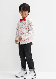 Jungen Langarmhemd mit Weihnachtsmotiv und Fliege (2-tlg.Set), Slim Fit, bpc bonprix collection