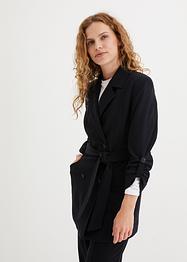 Sweat - Longblazer mit Turn-up Ärmel und Bindegürtel, bpc bonprix collection