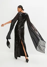 Maxikleid mit Pailletten und langen Chiffon-Ärmel, bonprix