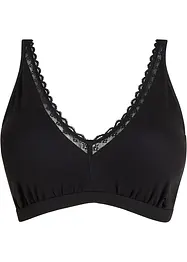 Geripptes Bralette mit Bio-Baumwolle und Spitze, bonprix