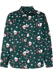 Langarmhemd mit Weihnachts-Druck aus reiner Baumwolle, Slim Fit, bonprix
