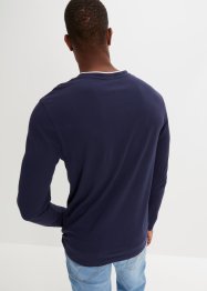 T-shirt col Henley à imprimé, manches longues, bpc selection
