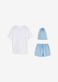Shorty mit Jersey Shirt und gewebter Boxershorts mit Eingriffstaschen und Wäschebeutel, bpc bonprix collection