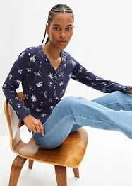 Langarmshirt mit Knopfleiste, bedruckt, bonprix