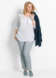 Langarm Bluse mit V-Ausschnitt aus fließender Viskose, bonprix