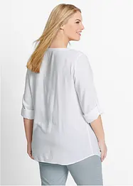 Langarm Bluse mit V-Ausschnitt aus fließender Viskose, bonprix