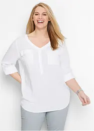 Langarm Bluse mit V-Ausschnitt aus fließender Viskose, bonprix