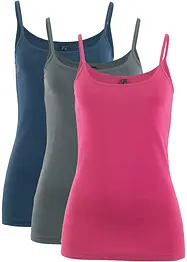 Lot de 3 tops à fines bretelles 100% coton, bonprix