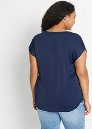 Blouse manches courtes en satin avec épaules descendues, bonprix