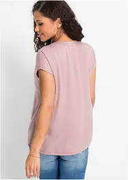 Blouse manches courtes en satin avec épaules descendues, bonprix