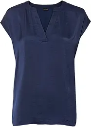 Blouse manches courtes en satin avec épaules descendues, bonprix