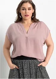Blouse manches courtes en satin avec épaules descendues, bonprix