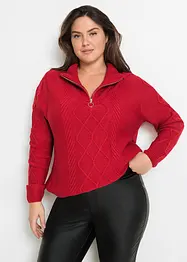 Troyer Pullover mit Zopfmuster, bonprix